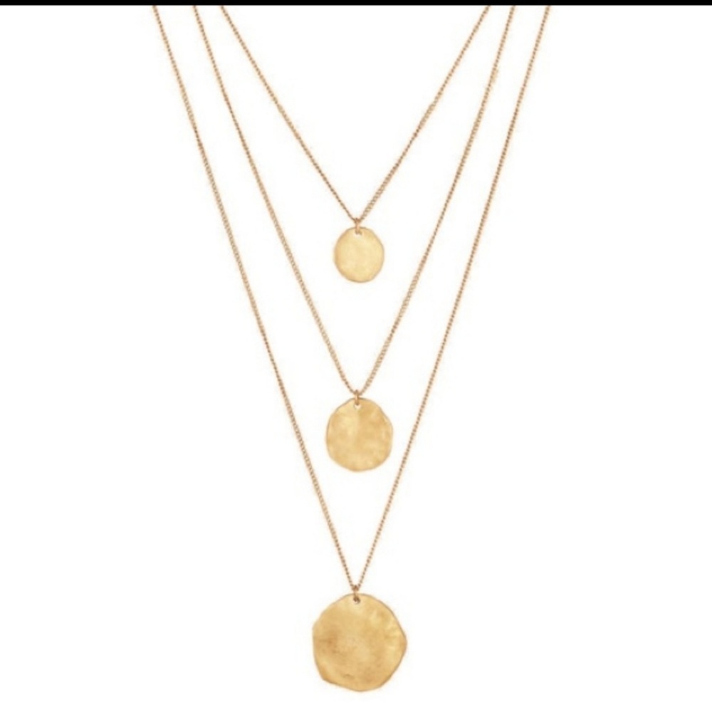 New 3 row Gold disc necklace Chloe Isabel